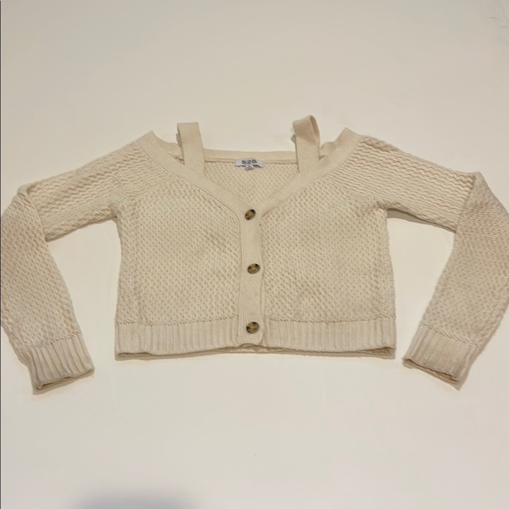 525 Cream Cropped Cardigan Sweater tank top straps